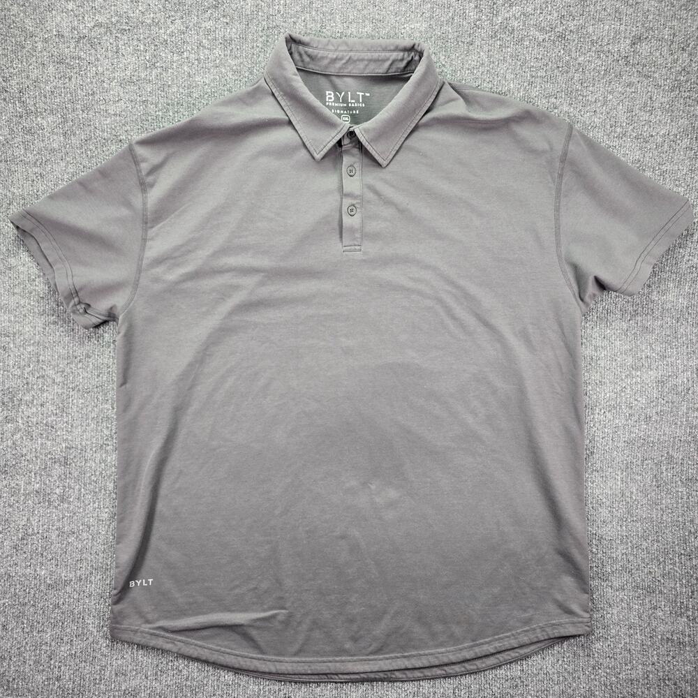 Bylt Polo Shirt Mens XXL 2XL Gray Performance Stretch Short Sleeve Golf Premium